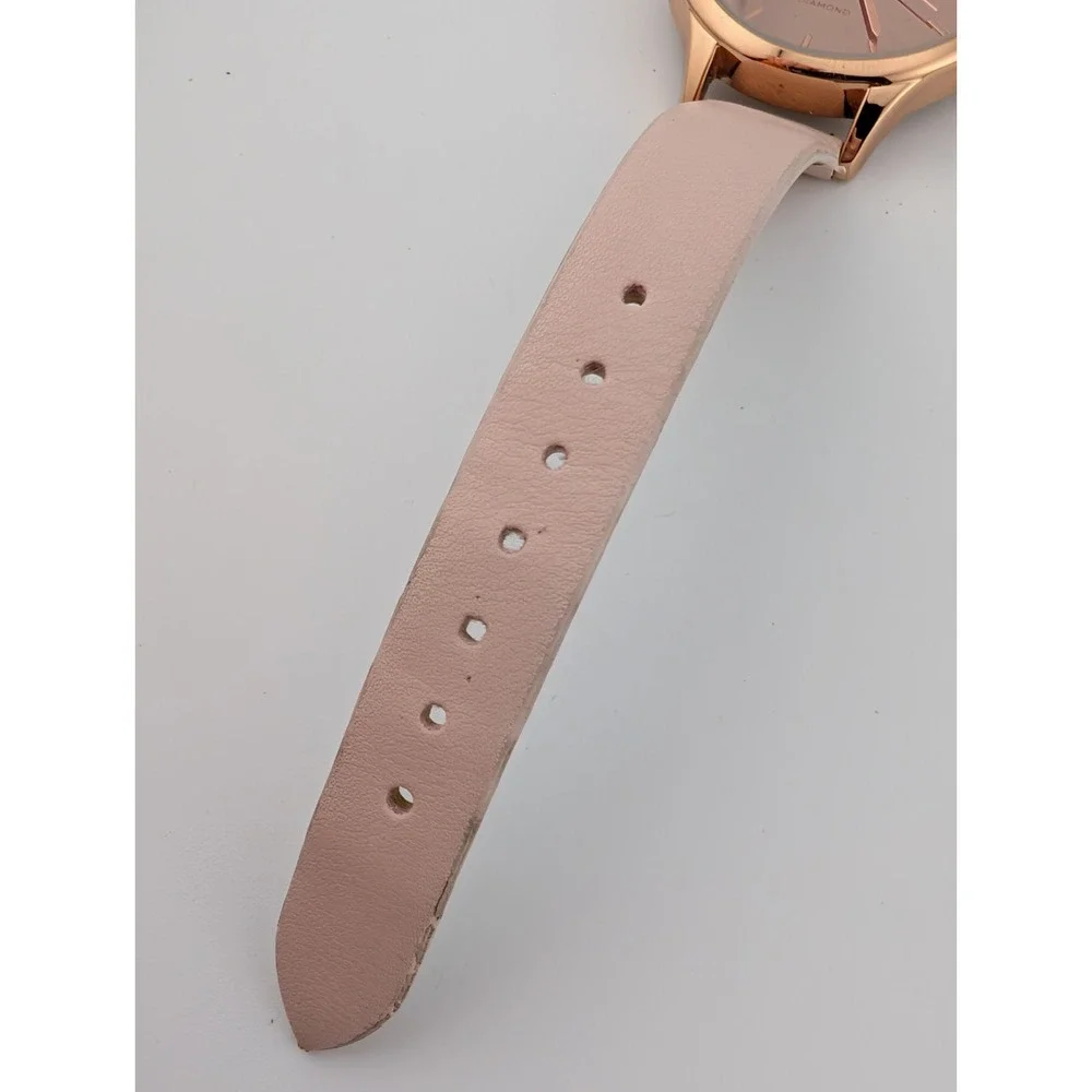 Adrienne Vittadini Watch Women 34mm Case Pink Faux Leather Band- New Battery‎